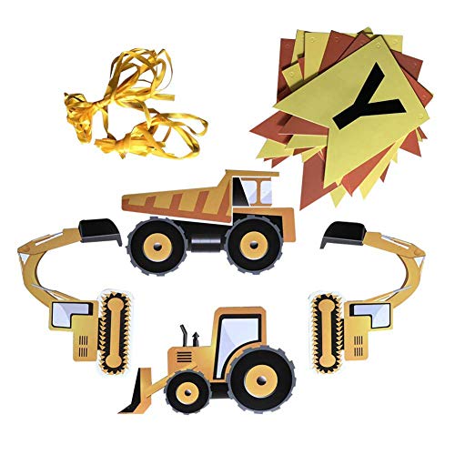 Fankutoys Construction Vehicle Happy Birthday Banner Pennant