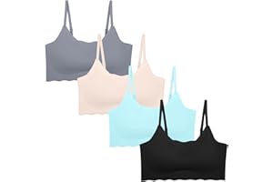 SEAUR Girls Bra 4 Pack Sports Bras Teens Wireless Lightly Padded Bra Training Bras Adjustable Bralette Invisible Student Bra