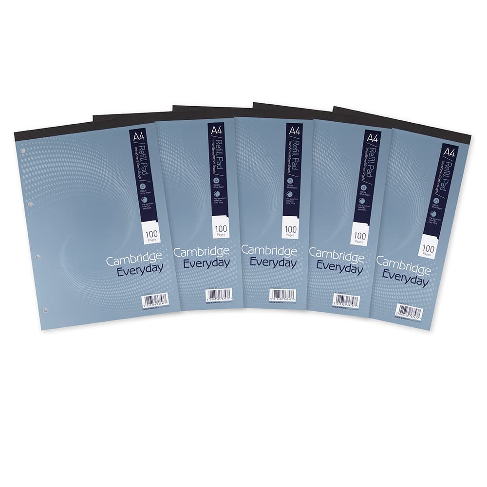 Cambridge A4 Refill Pad, 1-5-10 mm Graph Ruled, 100 Page, Pack of 5 100080197