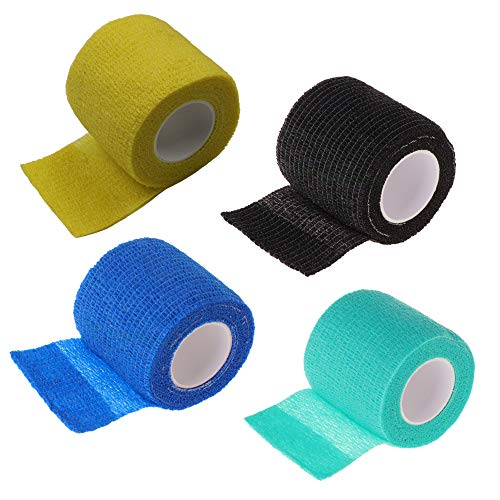 Tattoo Grip Cover - Yakecan 10pcs Disposable Cohesive Tattoo Grip Cover Bandage, Self Bandage Roll Elastic Grip Wrap for Tattoo Machine Tattoo Grip Accessories, Sports Tape Cover Super Durable Mi - Thumbnail 3