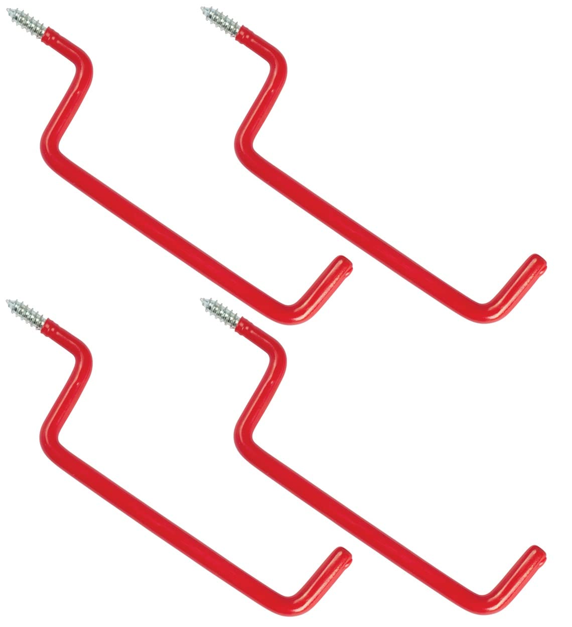 TERF® Tool Hook Screw-in Hooks Ladder Hook Storage Shed Garage Utility Hook Multi-Purpose Hooks Set Heavy Duty Wall Mount Vinyl Coated Storage Household Hooks for Garden Garage Shed Tools - Pack of 4