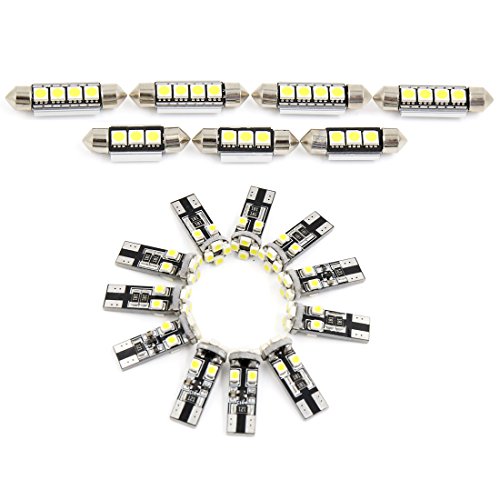 X AUTOHAUX 18x for BMW E60 / E61 5series 1999-2006 Canbus Error Free White Car LED Lights Interior Dome Map Glove Box Footwell Cargo Area Kit