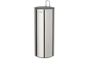 Joseph Joseph EasyStore Luxe Stainless Steel Concealed Toilet Paper Holder Stand Storage with Lid, Hods up to 3 Rolls