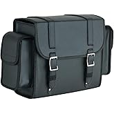 Black Motorcycle Sissy Bar Bag 22.9L Fits Harley Davidson, Indian, Yamaha & Suzuki Motorcycles Synthetic Leather Universal (Plain)