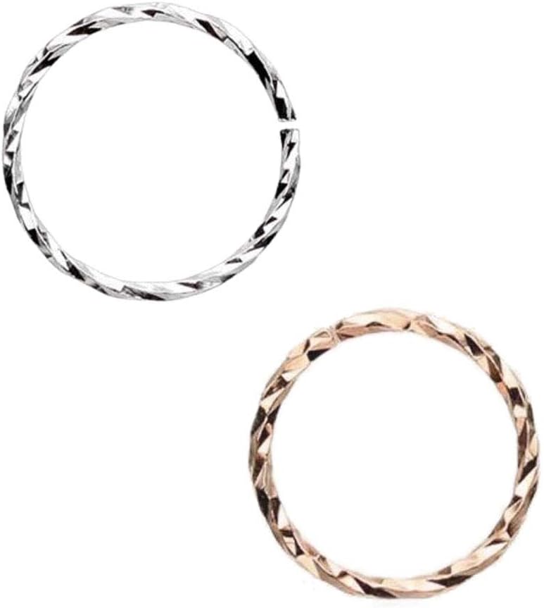Assorted 2pcs 18g 5/16'' Sterling Silver Textured Bendable Hoop Ring