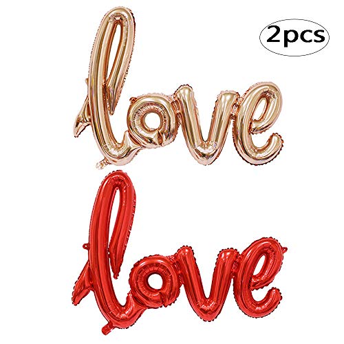 BinaryABC Love Foil Balloon Mylar Balloons,Valentines Day Decorations Balloons,Wedding Party Decoration,2Pcs