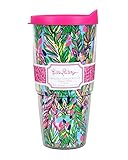 Lilly Pulitzer Insulated Tumbler with Lid, Hot Spot, 24oz - Kitchen Drinkware Cup Glass 144010-LGPLP
