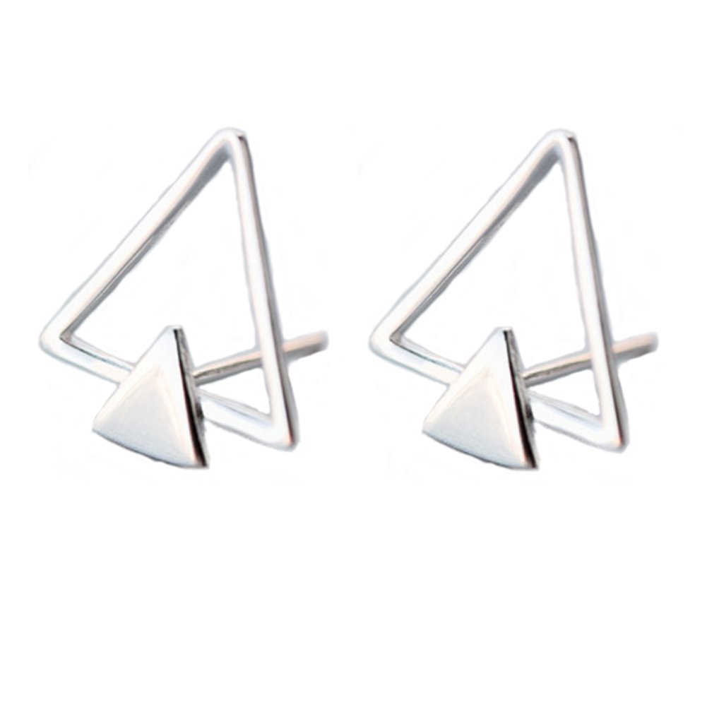 Helen de Lete Original Minimalist Double Triangle 925 Sterling Silver Earrings