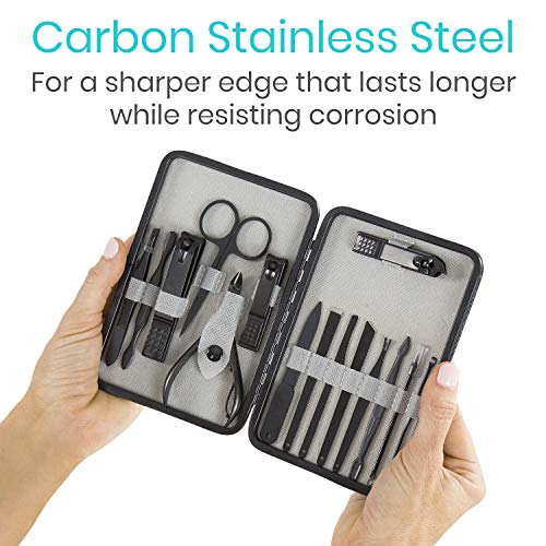 Vive Nail Clipper Set (15 Piece) Manicure Repair Tools for Grooming