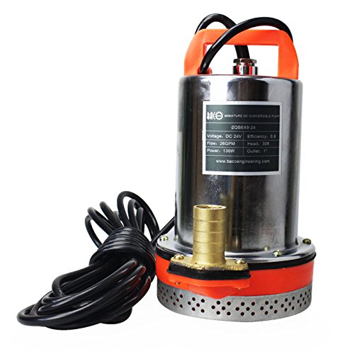 BACOENG DC 24V Farm & Ranch Solar Water Pump Submersible Well Pump 30ft