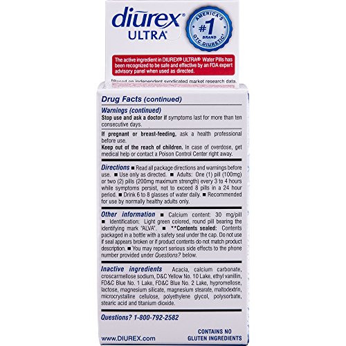 DIUREX ULTRA WATER WEIGHT LOSS FORMULA WATER PILLS, 80 COUNT