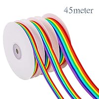 SVNA Ribbon Polyester Grosgrain Striped Decorative Ribbon Rainbow 45 Meter,30mm