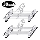 GOODUSCN Pant Hangers,14 inches Skirt Hanger Pants Hanger with Clips Metal Pant Hangers Space Saving for Pants Skirts Clothes (30Pack)
