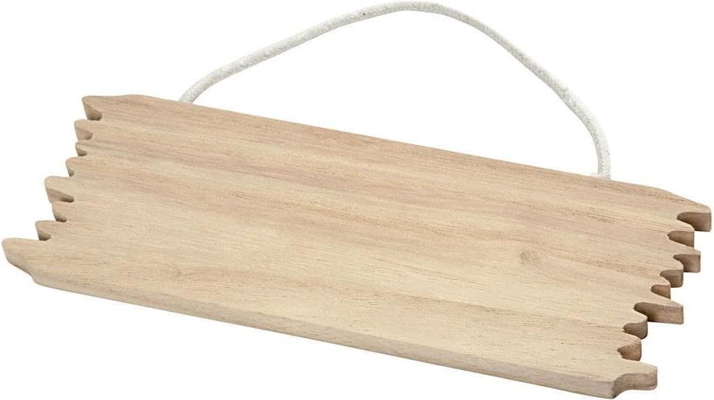 Creativ 57608 1-Piece Wooden Sign Board with Jagged Edges, Beige, 16 x 5.5 cm