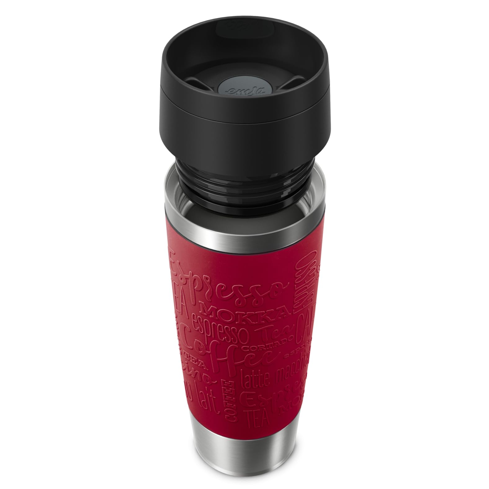 Emsa N20222 Travel Mug Classic Isolierbecher 0,5 Liter, neuer Komfort-Schraubverschluss, Edelstahl, 6h heiß und 12h kalt, 100% dicht, spülmaschinenfest, 360°-Trinköffnung, Dunkelrot 8