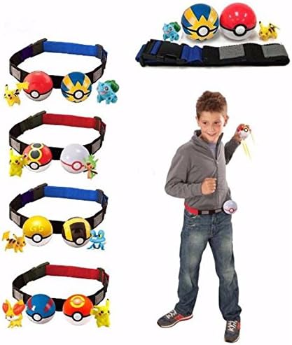 SAMANIS Pokeball Clip N Carry Adjustable Belt Cross 2 Random Pokeballs and Pokemon
