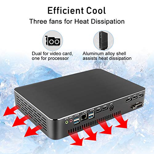 Mini Desktop PC, Micro Computer with i7-9700(Up to 4.7GHz), 16G DDR4|256G SSD|1T HDD, GTX1650 4GB, 4K, Dual Monitors Capable, Dual-Band WiFi, Win10 Pro