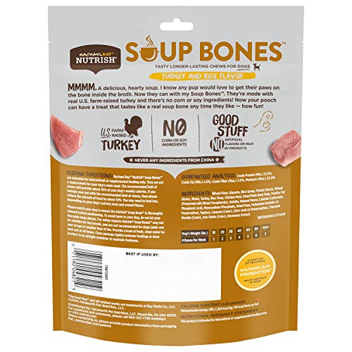 RACHAEL RAY NUTRISH SOUP BONES WITH REAL TURKEY & RICE, 11 DOG CHEWS