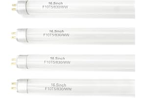 Konideke 16 Inches F10T5 Replacement Bulb Compatible Jasco T5 10 Watt Warm White 3000K F10T5/830 Fluorescent Tube for Counter and Cabinet Fixture 4 Count