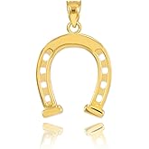 Solid 14k Yellow Gold Lucky Charm Horseshoe Pendant