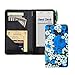 Server Book with Zipper Pocket, 5x9 Waitress Book with Money Pocket, Magnetic Closure Pocket for High Volume, Restaurant Waitstaff Organizer Fit Waitress Apron (Blue Flower)