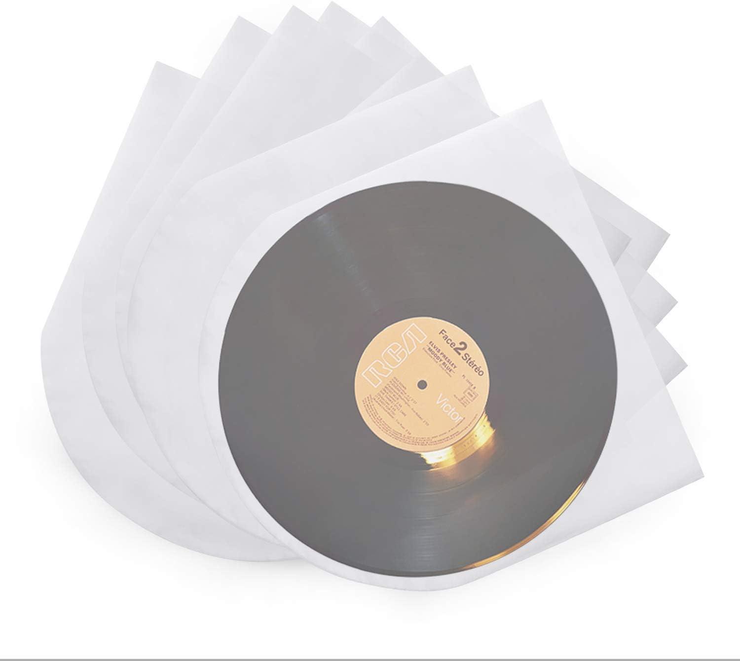 Facmogu 100 Pieces 7 Inch Round Bottom Vinyl Record Sleeves