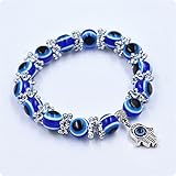 RoseSummer 1PC Hamsa Fatima Hand Evil Eye Bracelet Handmade Beads Elastic Band Unisex NEW