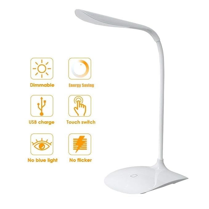 Fashion Wolrd Symphony 6-Watt Rechargeable LED Table Lamp Rechargeable LED Touch On/Off Switch Desk Lamp Children Eye Protection Student Study Reading Dimmer Rechargeable Led Table Lamps