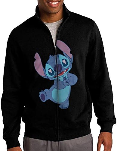 Men Lilo &amp; Stitch Lovey Stitch Zip-up 80s Pullover With Pocket