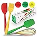 DenadaDenada Cooking Utensils Gift Set - 4 Silicone Kitchen Tools - Red Spatula, Green Spoon, Yellow Brush, Multicolored Whisk