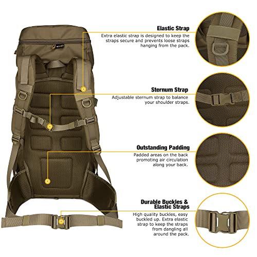 Mardingtop 50L Molle Hiking Internal Frame Backpacks with Rain Cover
