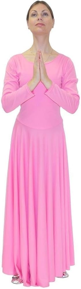 Danzcue Womens Praise Loose Fit Full Length Long Sleeve Dance Dress: Clothing