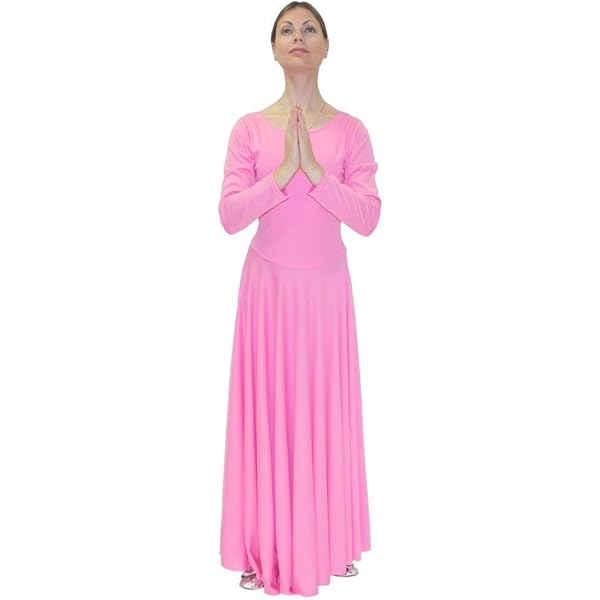 TiaoBug Women's Metallic Color Block Praise Dance Dress - Contemporary Worship Wear With Irregular Hem