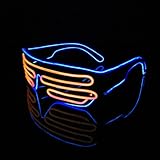 Lerway Black Frame Neon El Wire LED Light Up Shutter Glasses Two Colors+ Standard Controller (Orange + Blue)