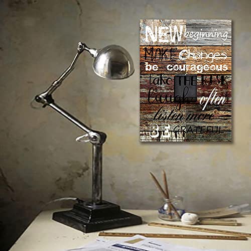 NEW BEGINNING BE COURAGEOUS INSPIRATIONAL Office Wall Art Quote Women Themed Wall Decor Motivational Canvas Prints Framed Wall Art for Bathrooms Motivational Modern Office Decor Canvas Art Wall Decor