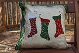 Tache Festive Tapestry Christmas Holiday Hang My Stockings By the Fireplace Cushion Cover