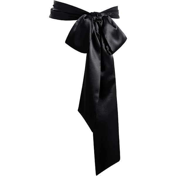 JustMyDress Long Ribbon Sash Belt for Dress Wedding Sash Bridal Silk Satin  Belts Dress JW61 (-Black-) at Amazon Women's Clothing store