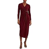 Anne Klein Womens Shirred O Ring Midi Dress