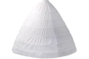 Women's Crinoline Petticoat 6 Hoop Underskirt - 37.4 Inch Length, 46.5 Inch Diameter - Steel Hoop Skirt for Wedding, Cosplay,