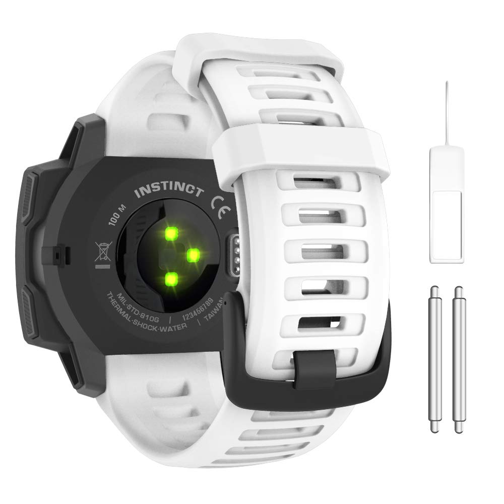 MoKo Strap Compatible with Garmin Instinct/Instinct Solar/Tactical/Instinct 2 GPS Smartwatch, 22mm Soft Silicone Sport Replacement Watch Band Wristband, Tundra White