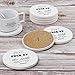 Coasters for Drinks 8-Piece Funny Absorbent Stone Ceramic Coasters Set - White Marble Style Coaster for Drink with Cork Backing, Protect Your Furniture from Spills, Scratches, Water Rings and Damage