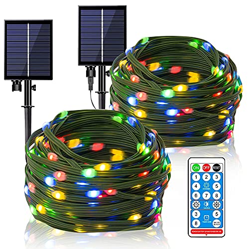 kemooie 2 Packs Outdoor Solar Twinkle Lights, 200 Led Upgraded Solar