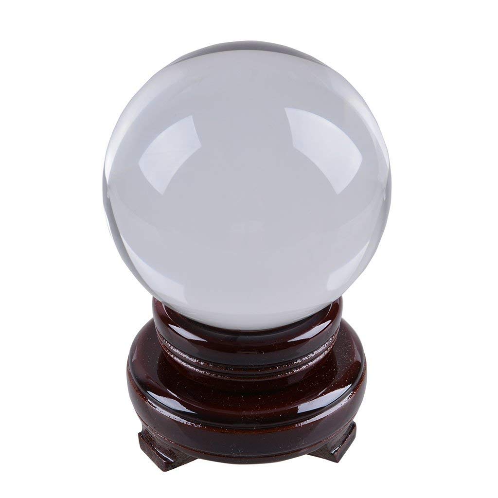 LONGWIN K9 Crystal Ball 100mm Photography Props Clear with Red Rotating Wood Stand Gift Packing