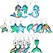 Yaomiao 18 Pieces Flip Sequin Mermaid Tail Keychains Reversible Dolphin Keychains Glitter Flip Star Keyring for Birthday Marine Party Supplies, 4 Styles