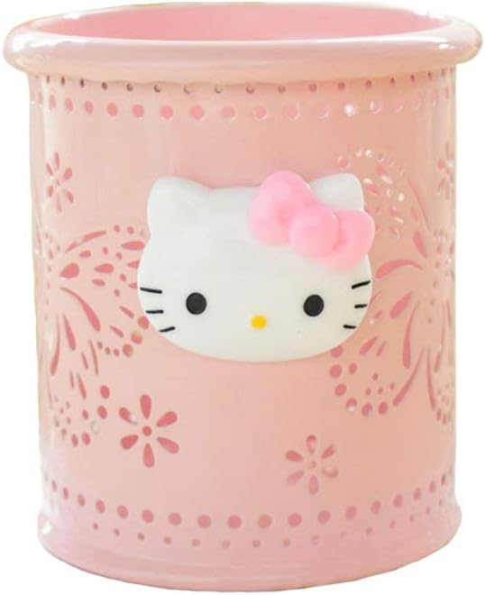 YOURNELO Cute Hello Kitty Hollow-Out Pen Pencil Holder Desk Organizer Accessories (Pink Butterfly)