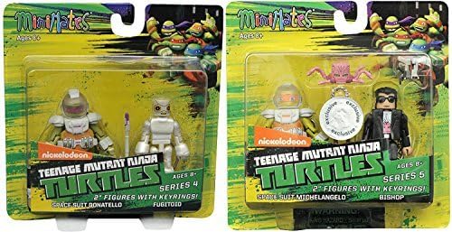 Comic Heroes Marvel Minimates Teenage Mutant Ninja Turtles Series 2 inch Mini Figure - Exclusive Space Suit Michelangelo and Bishop + Space Suit Donatello &amp; Fugitoid with Keyrings
