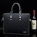 BOSTANTEN Leather Briefcase Slim Shoulder Cross-body Laptop Business Bags for Women & Men Black