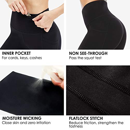 PERSIT Women's High Waist Workout Yoga Shorts with Side & Inner Pockets, Non See-Through Tummy Control Athletic Shorts - Image 7
