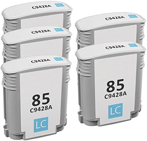 Office Mountain 5-Pack Remanufactured Light Cyan Ink Cartridges C9428A for HP Designjet 30 Designjet 130 series | Rated for 500 pages