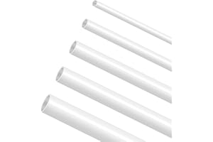 EUPHHONYCS 25 Pcs ABS Plastic Round Tubes 5 Sizes ABS White Bars Rod Hollow 2mm 3mm 4mm 5mm 6mm Round Tube Connector Cylinder Hollow Bar for DIY and Crafts Table Architectural Model Making(9.8 Inches Long)